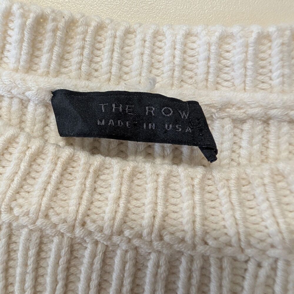 The Row Cream Ribbed Crewneck Sweater - Picture 4 of 5